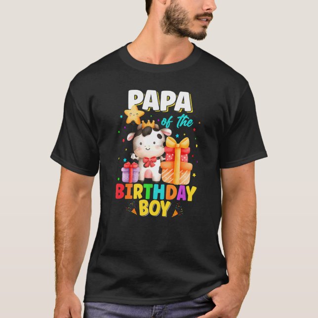Papa of the Birthday Boy Farm Animals Family B T-Shirt (Vorderseite)
