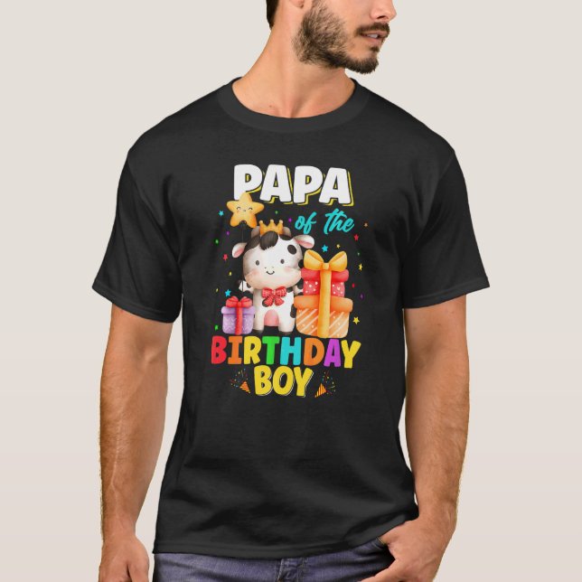 Papa of the Birthday Boy Farm Animals Family B T-Shirt (Vorderseite)