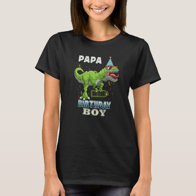 Papa of the Birthday Boy Rex Dinosaur Birthday Par T-Shirt (Vorderseite)