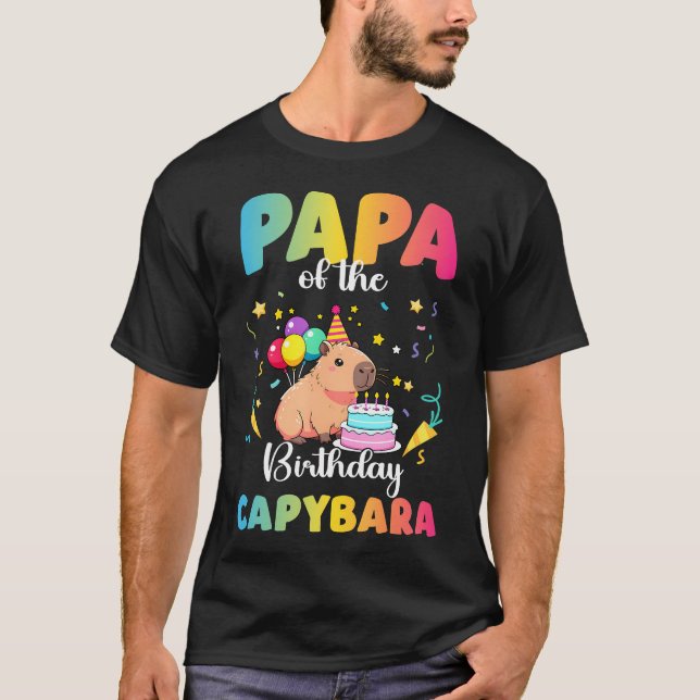 Papa Of The Birthday Girl Capybara Bday Party T-Shirt (Vorderseite)