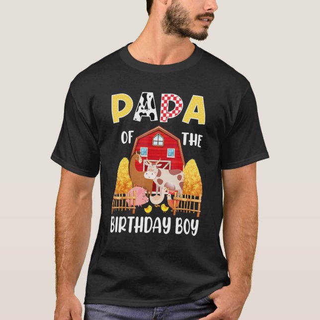 Papa Of The Birthday Girl Farming Barnyard Birthda T-Shirt (Vorderseite)
