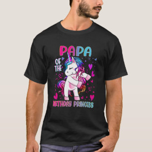 Papa of the Birthday Princess Girl Dabbing Unicorn T-Shirt