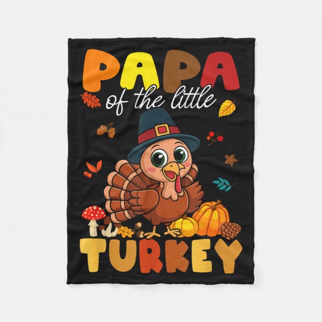 Papa Of The Little Turkey Thanksgiving Baby Shower Fleecedecke (Vorderseite)