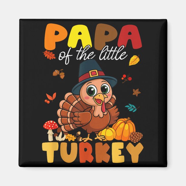 Papa Of The Little Turkey Thanksgiving Baby Shower Magnet (Vorne)