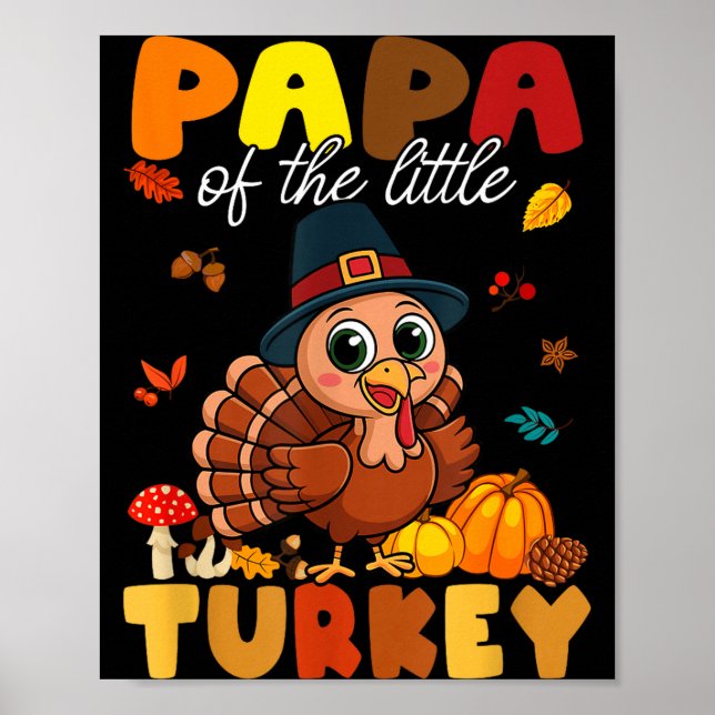 Papa Of The Little Turkey Thanksgiving Baby Shower Poster (Vorne)