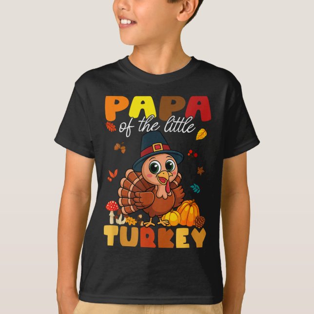 Papa Of The Little Turkey Thanksgiving Baby Shower T-Shirt (Vorderseite)