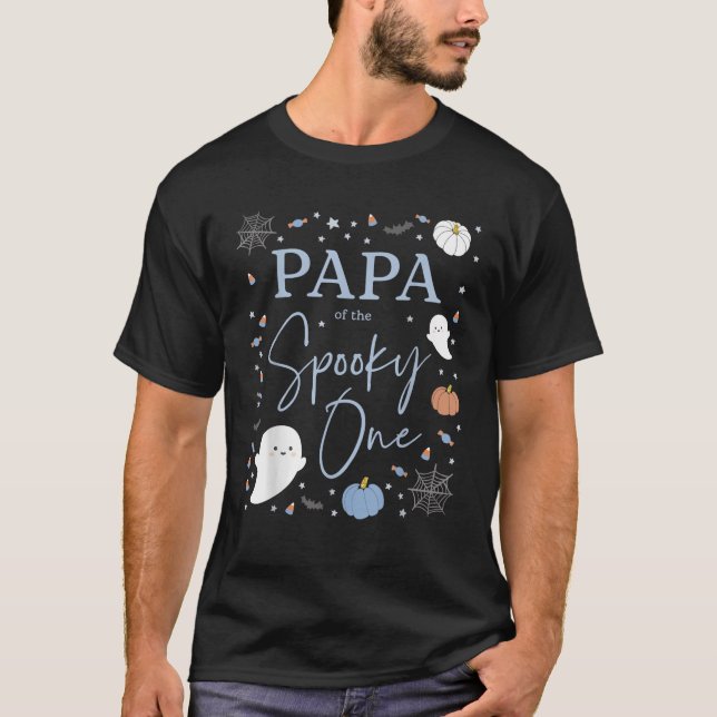 Papa of the Spooky One First Birthday Blue Boy 1st T-Shirt (Vorderseite)