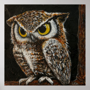 Papa Owl, Vogel Wise Feathers Poster