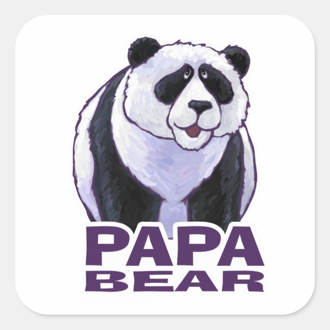 Papa Panda Bear Quadratischer Aufkleber (Vorderseite)