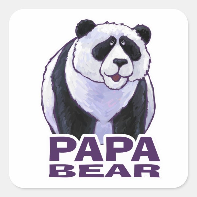 Papa Panda Bear Quadratischer Aufkleber (Vorderseite)