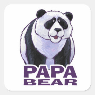 Papa Panda Bear Quadratischer Aufkleber