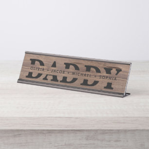 "Papa" Personalisierte Kindernamen Holz Schwarz Schreibtischnamensplakette