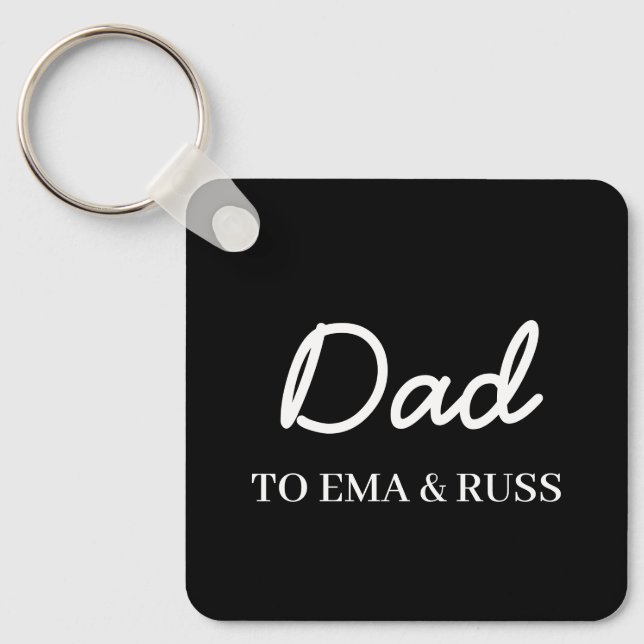 Papa | Personalisiertes schwarzes Schlüsselanhänge Schlüsselanhänger (Vorderseite)