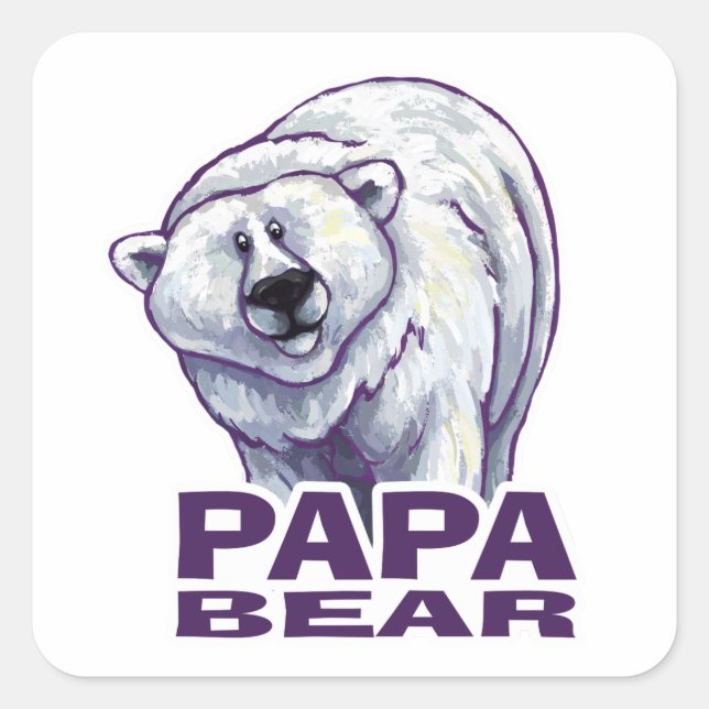 Papa Polar Bear Quadratischer Aufkleber (Vorderseite)