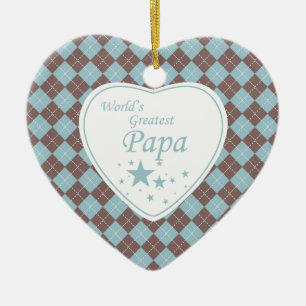 Papa-Rauten-Herzverzierung der Welt bestste Keramikornament