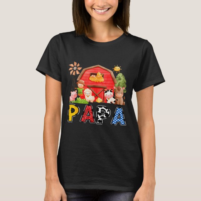Papa Red Farm Cow Birthday Boy Matching Family Par T-Shirt (Vorderseite)