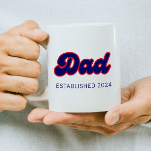 Papa Retro Rot und Blau, benutzerdefiniertes Jahr Kaffeetasse