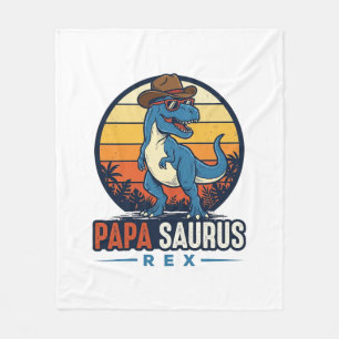 Papa Saurus Rex Cowboy Dinosaur Vintage-Shirt_1 Fleecedecke