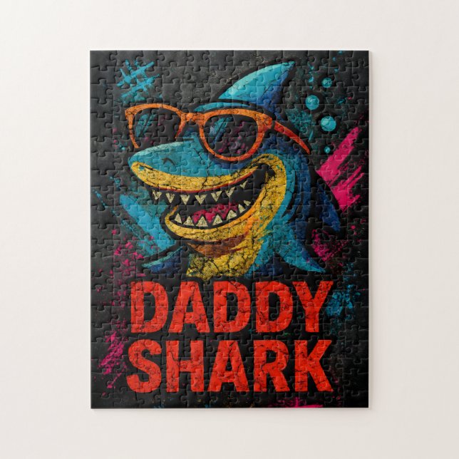 Papa Shark Vatertag Geschenke Puzzle (Vertikal)