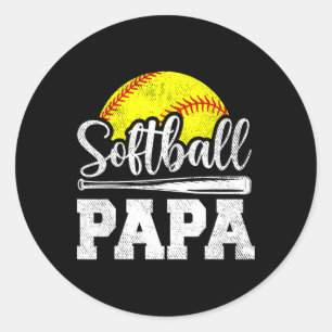 Papa Softball Player Game Day Vatertag Geschenk Runder Aufkleber