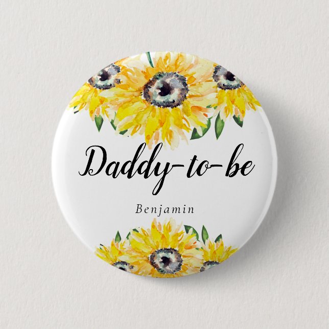Papa Sonnenblume Baby Duschkabine Button (Vorderseite)