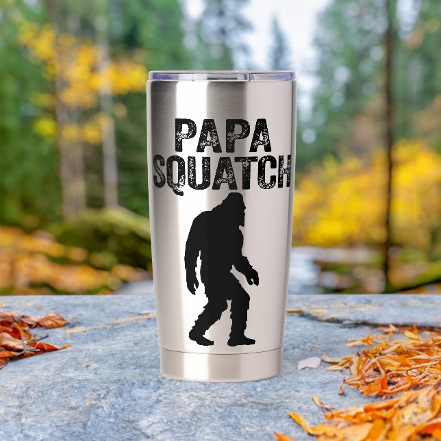 Papa Squatch Funny Bigfoot - Father's Day Gift Thermobecher (Außenbereich (gedreht))