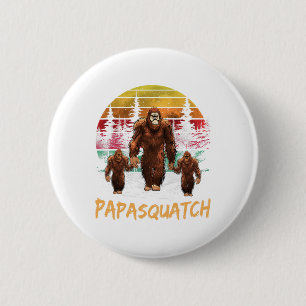 Papa Squatch Retro Bigfoot Vater Sasquatch Yeti Fa Button