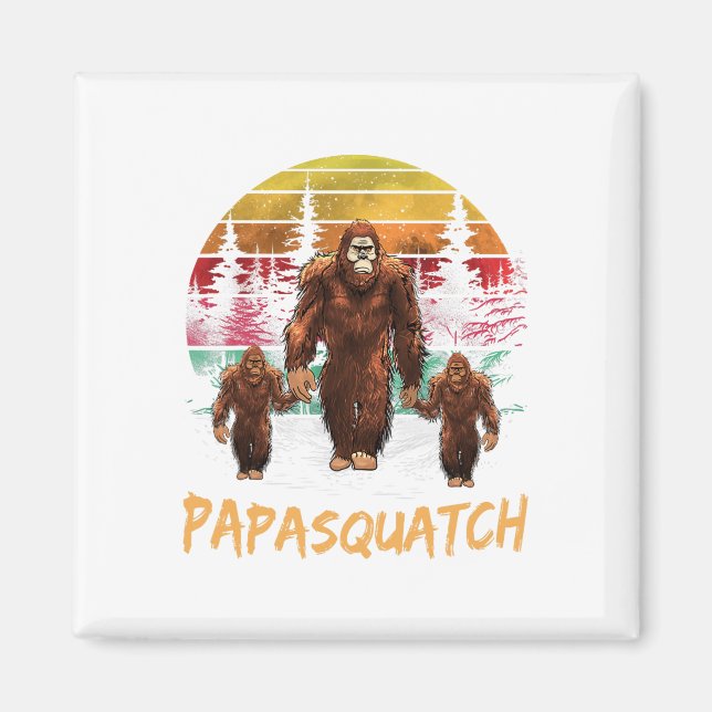 Papa Squatch Retro Bigfoot Vater Sasquatch Yeti Fa Magnet (Vorne)
