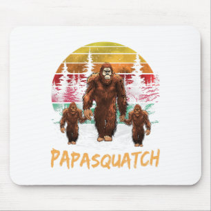 Papa Squatch Retro Bigfoot Vater Sasquatch Yeti Fa Mousepad
