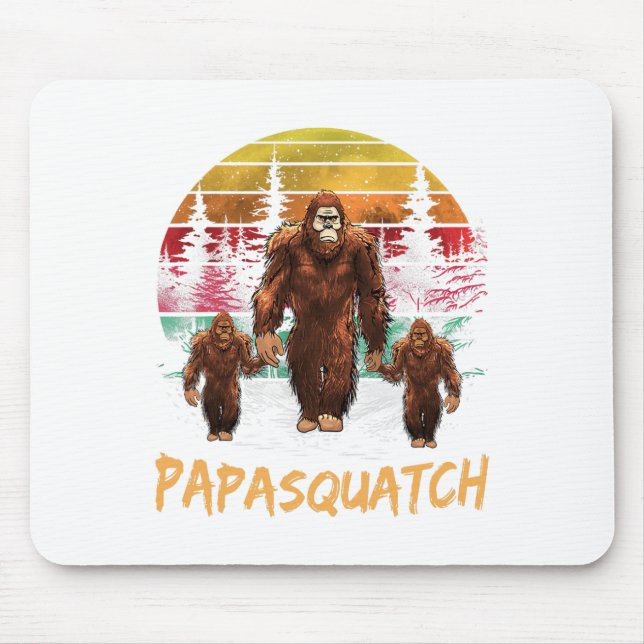 Papa Squatch Retro Bigfoot Vater Sasquatch Yeti Fa Mousepad (Vorne)