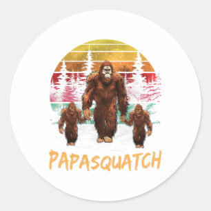 Papa Squatch Retro Bigfoot Vater Sasquatch Yeti Fa Runder Aufkleber