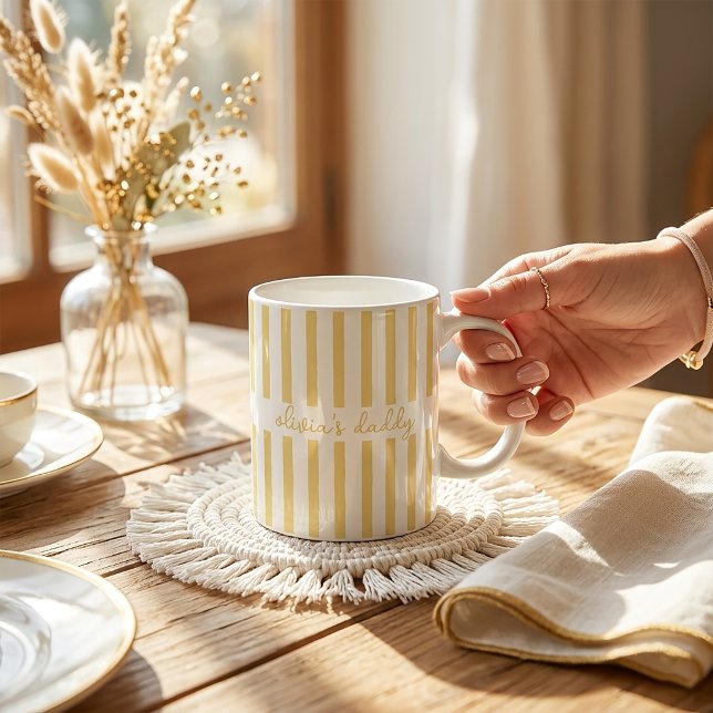 Papa-Tasse benutzerdefiniert gestreift Kinder Name Kaffeetasse (Von Creator hochgeladen)