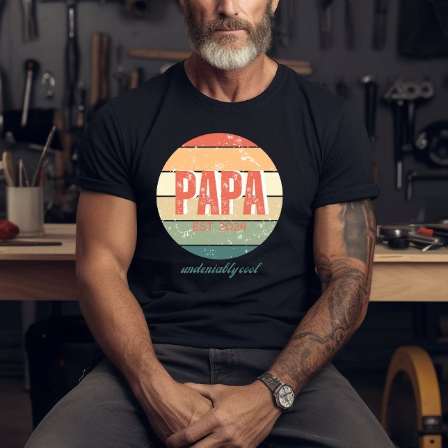Papa Unbestreitbar Cool Retro Sun T - Shirt (Von Creator hochgeladen)