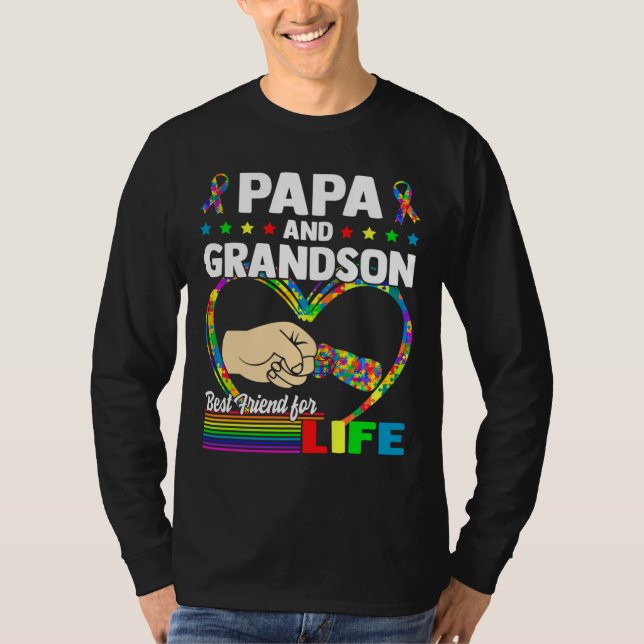 Papa und Grandson Bester Freund von Life Autismus  T-Shirt (Vorderseite)