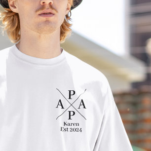 Papa und Kindernamen Eigene Monogramm Vatertag T-Shirt