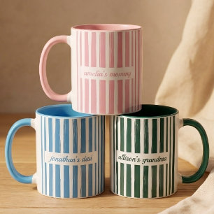 Papa und Mama   Individuelle Streifen zur Babygroß Tasse