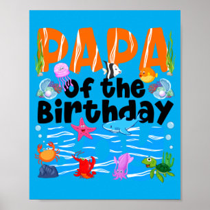 Papa Unterwasser-Geburtstagsfeier Jungen Ozean Mee Poster