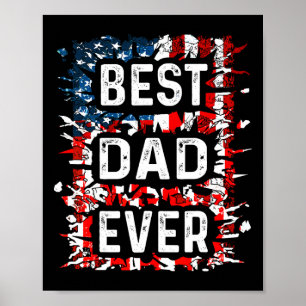 Papa Us American Flag Bester Vater je Vatertag Poster