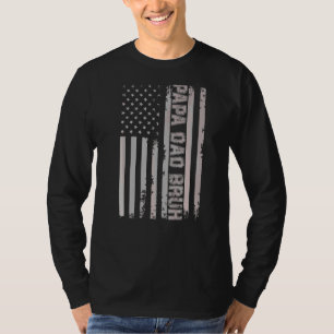 Papa Vater Bruh Vatertag 4. Juli Flag Vin T-Shirt