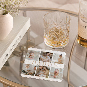 "Papa" Vatertag Benutzerdefinierte Fotos Papier Un Untersetzer