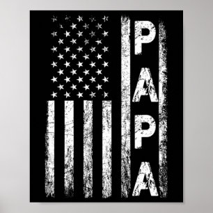 Papa Vintage Amerikanische Flagge Vatertag 4. Juli Poster