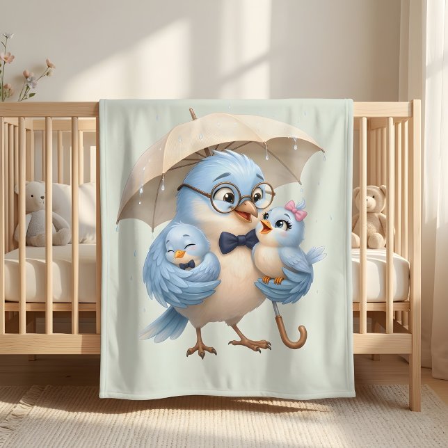 Papa-Vogel-Familie-Fleece-Decke Fleecedecke (Von Creator hochgeladen)