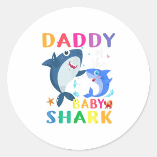Papa vom Baby Shark Geschenk Geburtstag Daddy Sh Runder Aufkleber