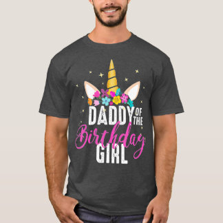 Papa vom Geburtstagskind Vater Gift Unicorn Bir T-Shirt