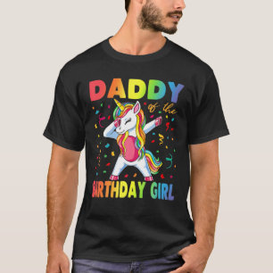 Papa vom Geburtstagskind Vater Gift Unicorn Bir T-Shirt