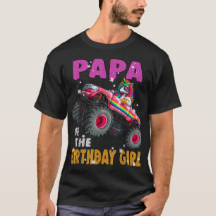 Papa vom Geburtstagsmädchen Unicorn Monster Truck T-Shirt