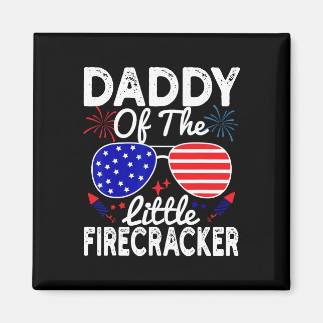 Papa vom kleinen Firecracker am 4. Juli Magnet (Vorne)