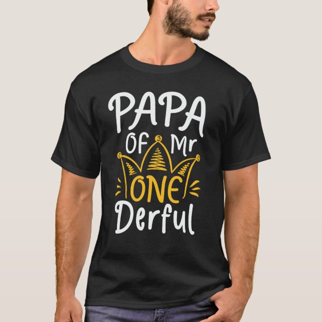Papa von Onederful I. Birthday Party Matching F T-Shirt (Vorderseite)