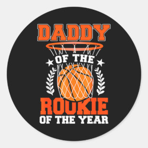 Papa von Rookie 1. Basketball-Geburtstagsthema pas Runder Aufkleber