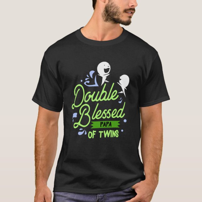 Papa von Twins Großvater Ankündigung Großvater an T-Shirt (Vorderseite)